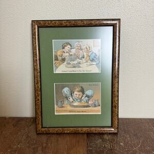 Vintage Framed Graniteware Advertising Postcards Country Primitive‎ Decor
